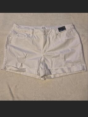 a.n.a White Distressed Roll-Cuff Denim Shorts